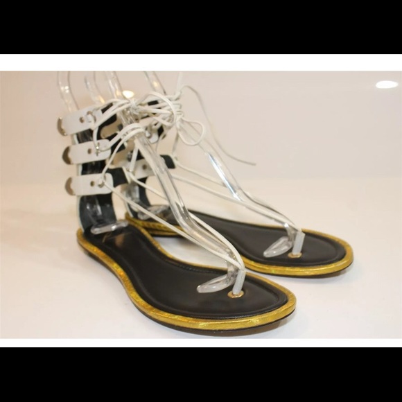 Brian Atwood white leather t-strap gladiator size6 - Picture 2 of 8
